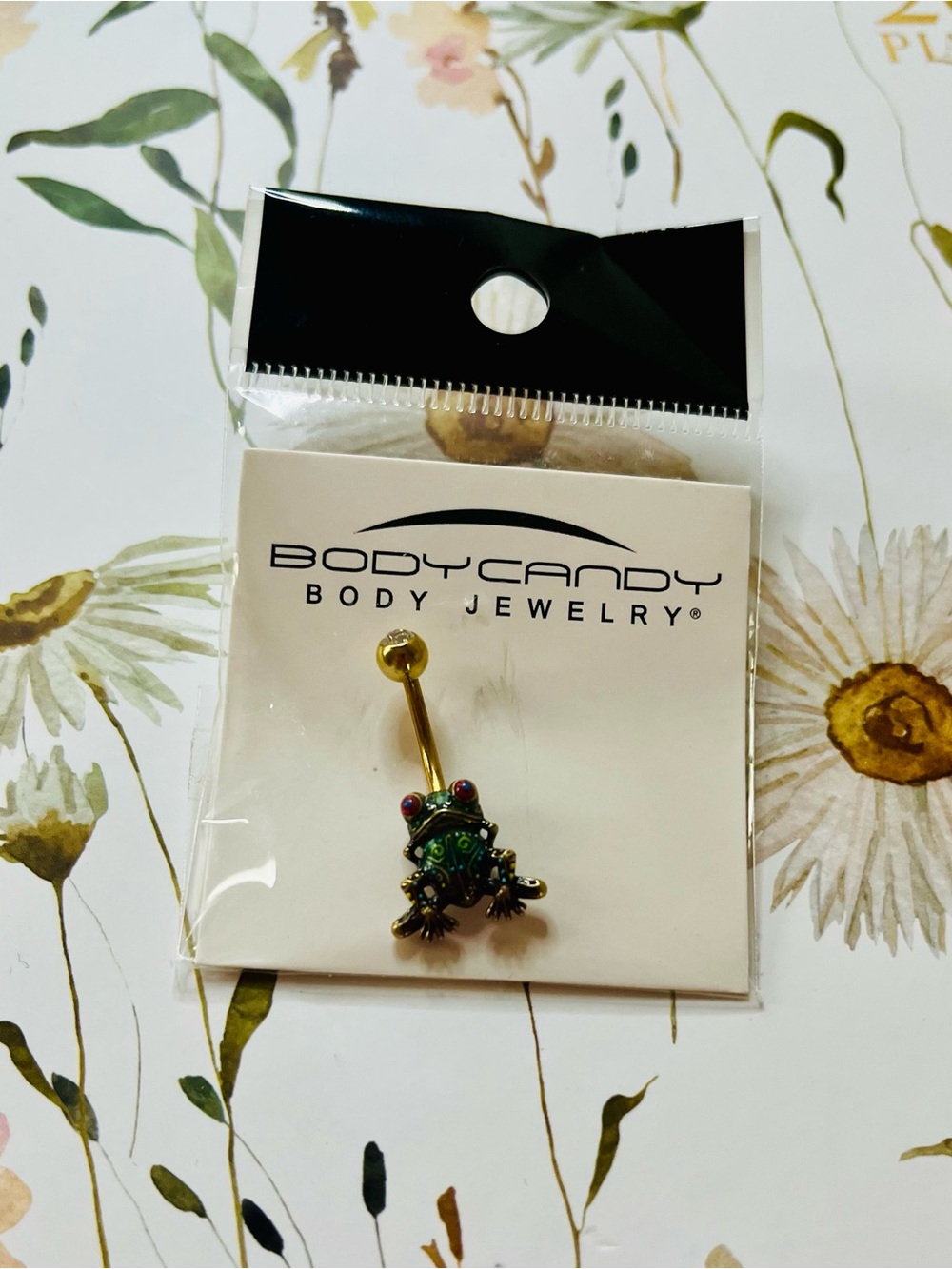BodyCandy Frog Belly Ring Gold Tone Crystal Navel Piercing NWT - Picture 2 of 3